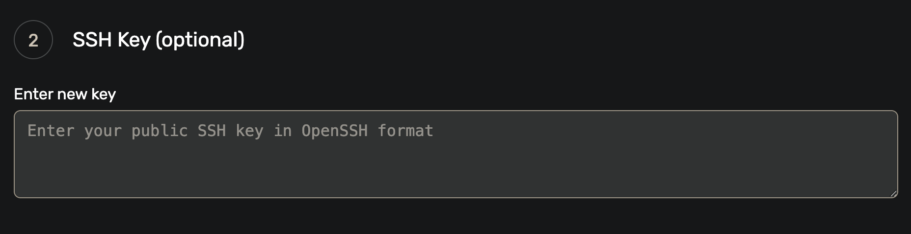 Adding an SSH public key during ordering Adding an SSH public key during ordering